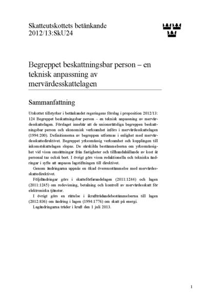 Omslaget till bet. 2012/13:SkU24