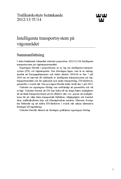 Omslaget till bet. 2012/13:TU14