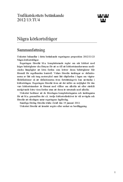 Omslaget till bet. 2012/13:TU4