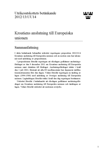 Omslaget till bet. 2012/13:UU14