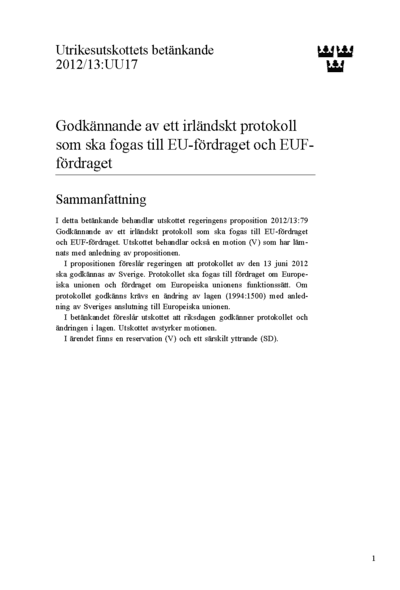 Omslaget till bet. 2012/13:UU17