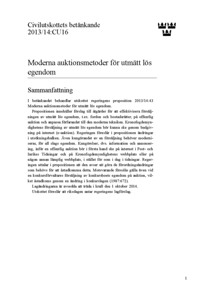 Omslaget till bet. 2013/14:CU16