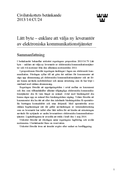 Omslaget till bet. 2013/14:CU24