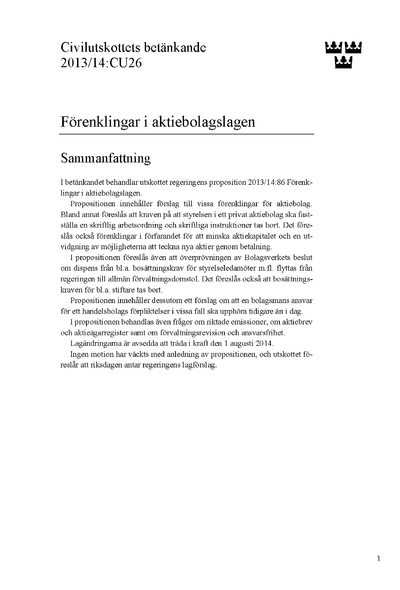 Omslaget till bet. 2013/14:CU26