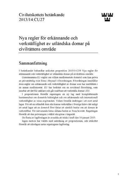 Omslaget till bet. 2013/14:CU27