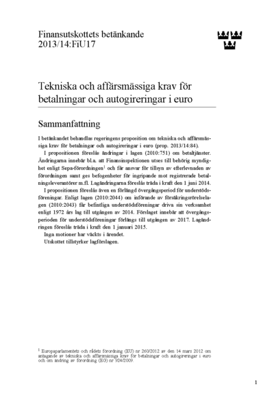 Omslaget till bet. 2013/14:FiU17