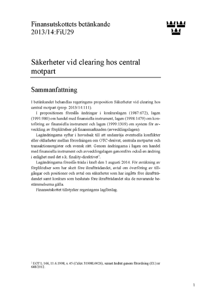 Omslaget till bet. 2013/14:FiU29