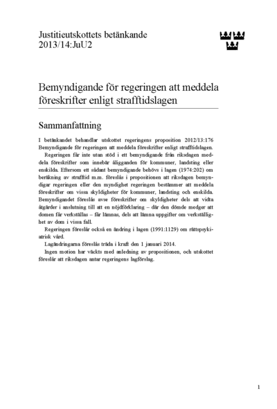 Omslaget till bet. 2013/14:JuU2