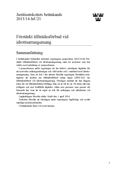 Omslaget till bet. 2013/14:JuU21