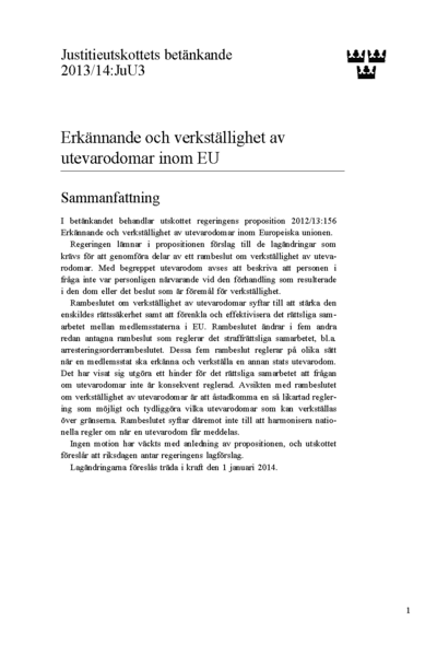 Omslaget till bet. 2013/14:JuU3