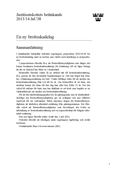 Omslaget till bet. 2013/14:JuU38