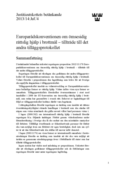 Omslaget till bet. 2013/14:JuU4