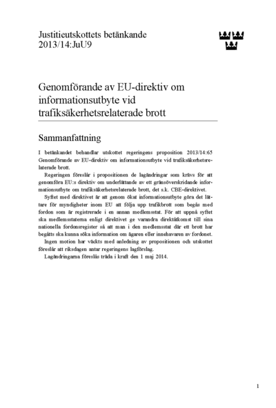Omslaget till bet. 2013/14:JuU9