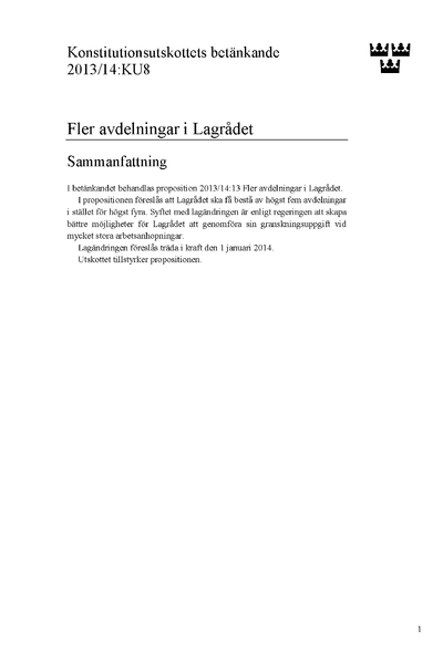 Omslaget till bet. 2013/14:KU8