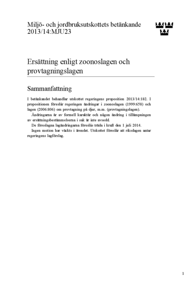 Omslaget till bet. 2013/14:MJU23