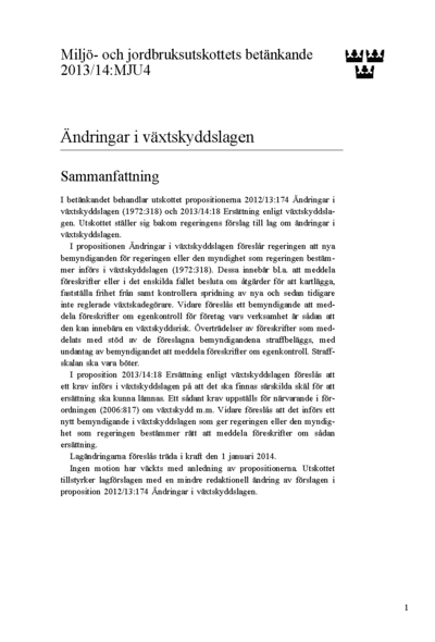 Omslaget till bet. 2013/14:MJU4