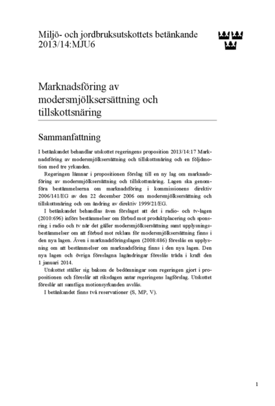 Omslaget till bet. 2013/14:MJU6