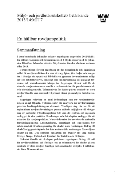 Omslaget till bet. 2013/14:MJU7