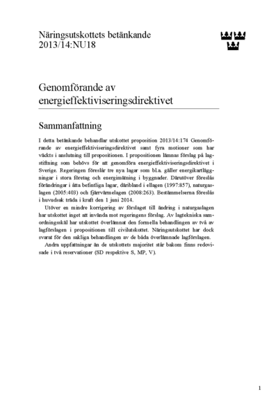 Omslaget till bet. 2013/14:NU18