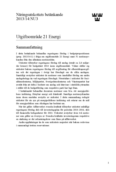 Omslaget till bet. 2013/14:NU3