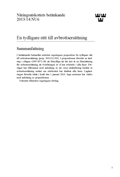 Omslaget till bet. 2013/14:NU6