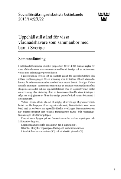 Omslaget till bet. 2013/14:SfU22