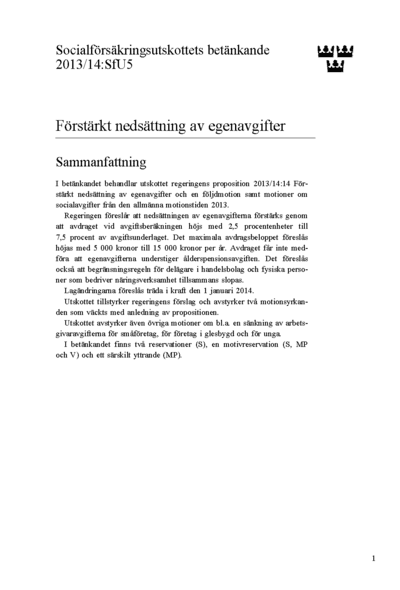 Omslaget till bet. 2013/14:SfU5