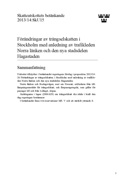 Omslaget till bet. 2013/14:SkU15