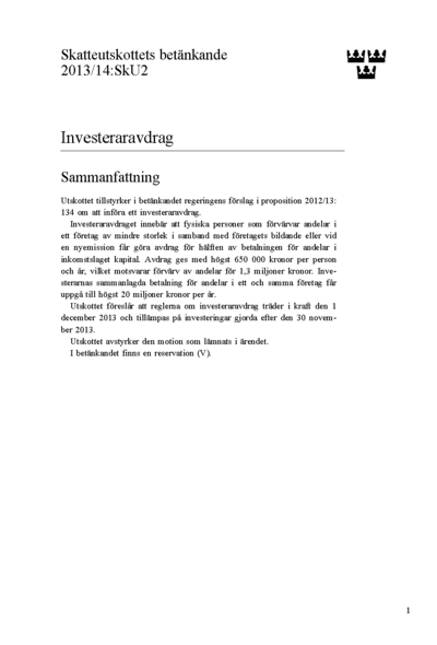 Omslaget till bet. 2013/14:SkU2