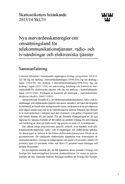 Omslaget till bet. 2013/14:SkU31