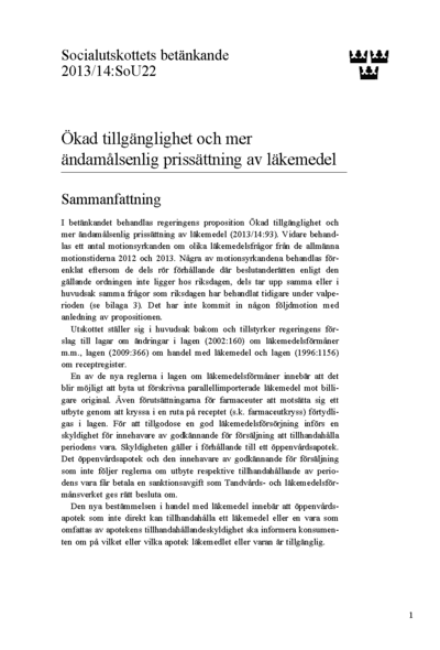 Omslaget till bet. 2013/14:SoU22