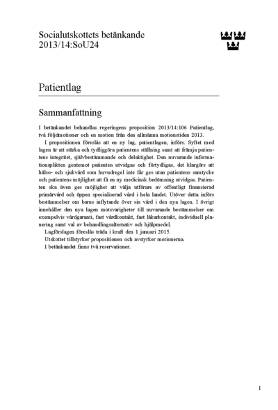 Omslaget till bet. 2013/14:SoU24