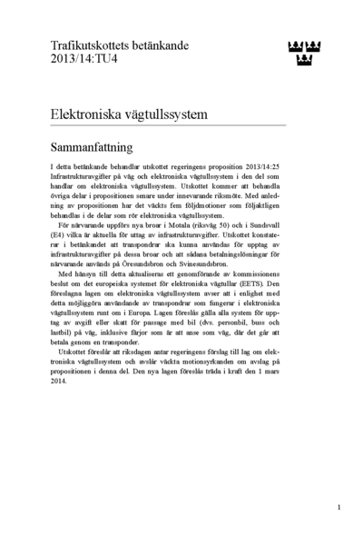 Omslaget till bet. 2013/14:TU4