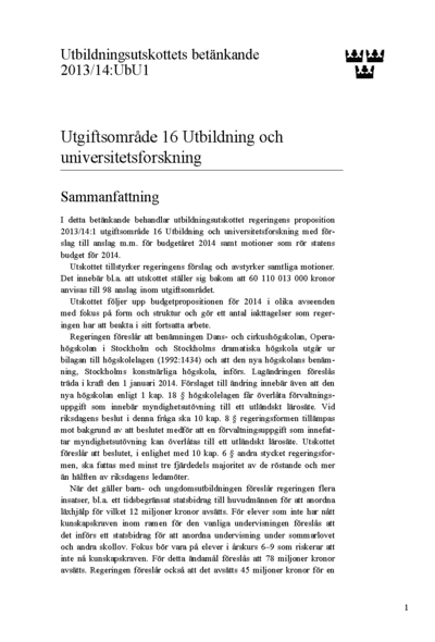 Omslaget till bet. 2013/14:UbU1