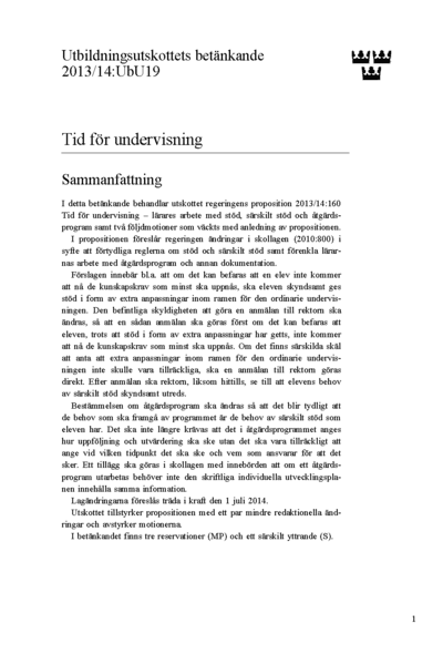 Omslaget till bet. 2013/14:UbU19