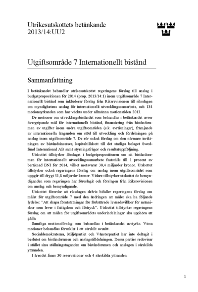 Omslaget till bet. 2013/14:UU2
