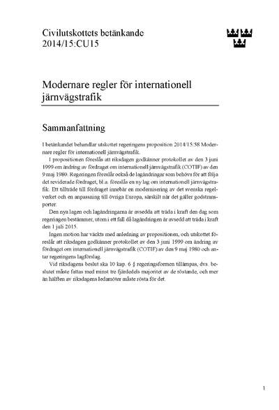 Omslaget till bet. 2014/15:CU15