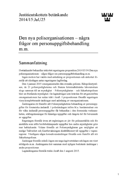 Omslaget till bet. 2014/15:JuU25