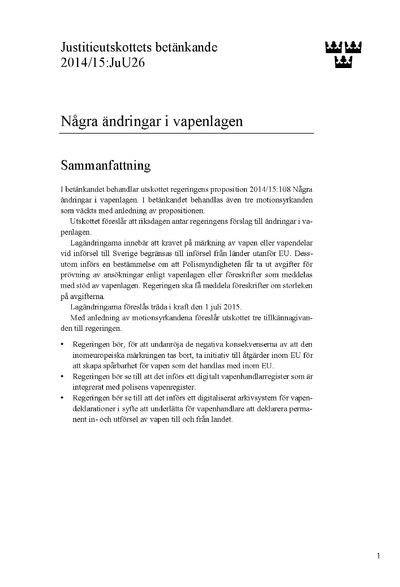 Omslaget till bet. 2014/15:JuU26