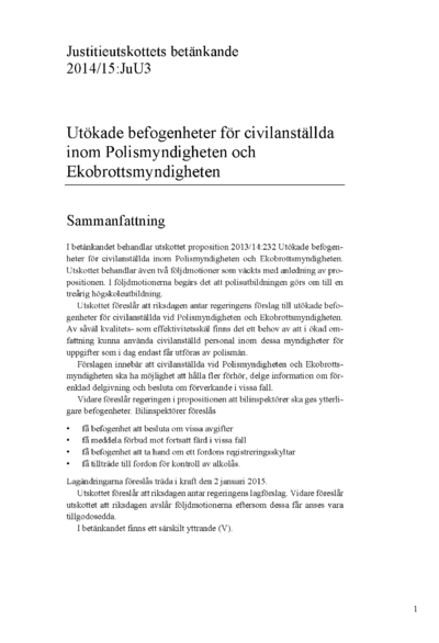 Omslaget till bet. 2014/15:JuU3