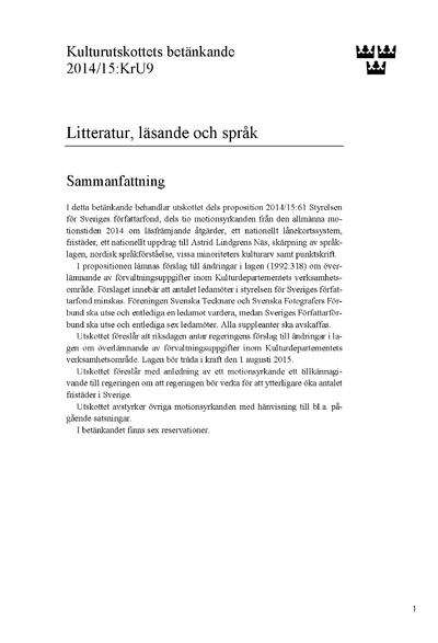 Omslaget till bet. 2014/15:KrU9