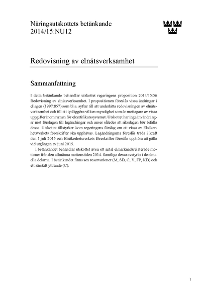 Omslaget till bet. 2014/15:NU12