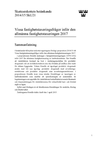 Omslaget till bet. 2014/15:SkU21