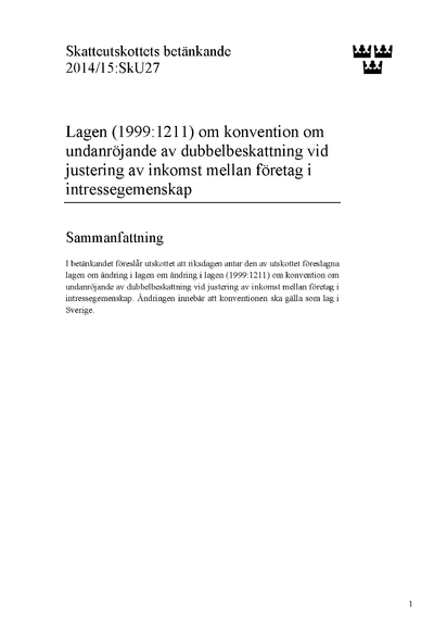 Omslaget till bet. 2014/15:SkU27