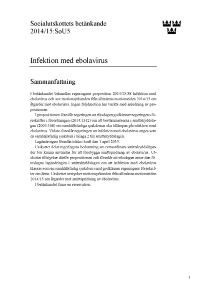 Omslaget till bet. 2014/15:SoU5