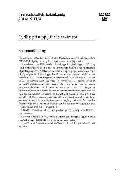 Omslaget till bet. 2014/15:TU4