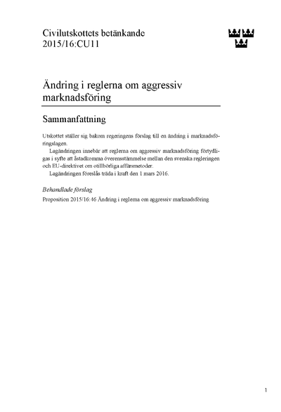Omslaget till bet. 2015/16:CU11