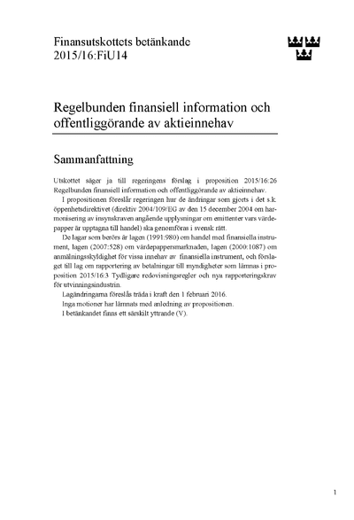 Omslaget till bet. 2015/16:FiU14
