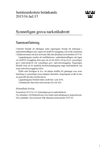 Omslaget till bet. 2015/16:JuU15