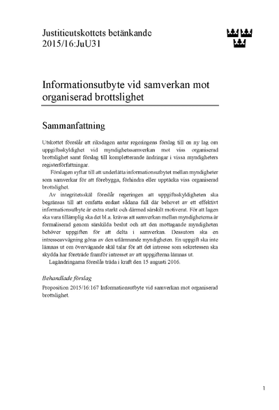 Omslaget till bet. 2015/16:JuU31